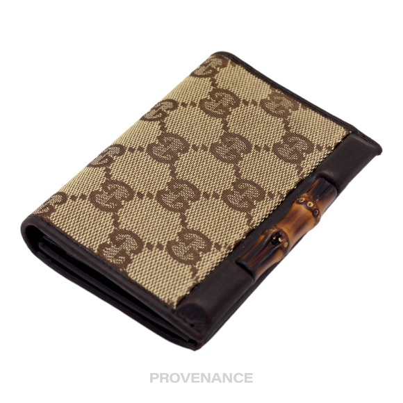 🔴 Gucci Bamboo Card Wallet - GG Canvas Brown - Picture 3 of 7
